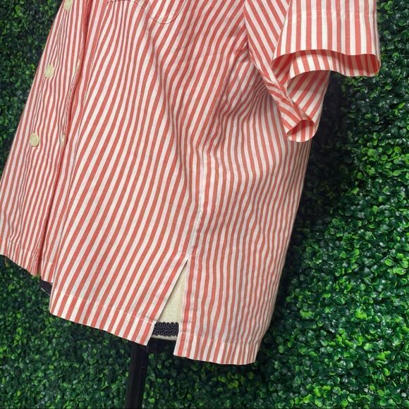 Vintage Button Down Striped Orange/Creme Top Sz 6 - Picture 4 of 11